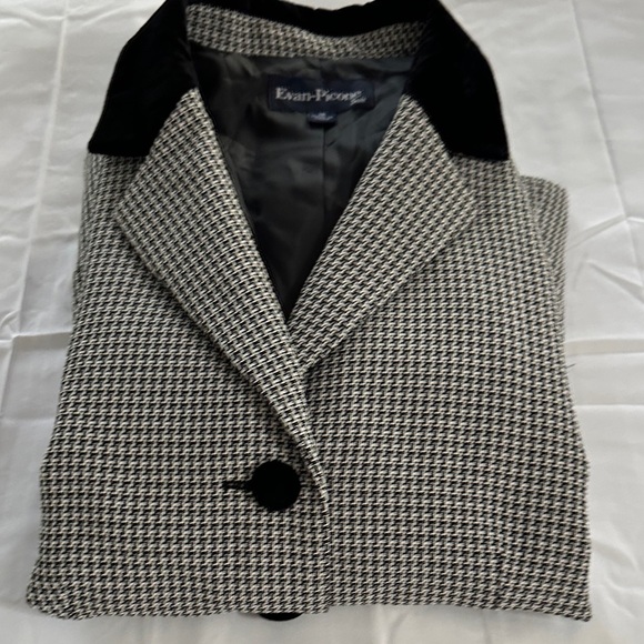 Evan Picone Houndstooth Velvet Collar Suit Blazer Jacket Women's 16W NWT - Picture 7 of 13